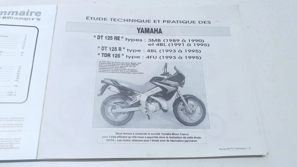 Revue technique Yamaha TDR 125 1990